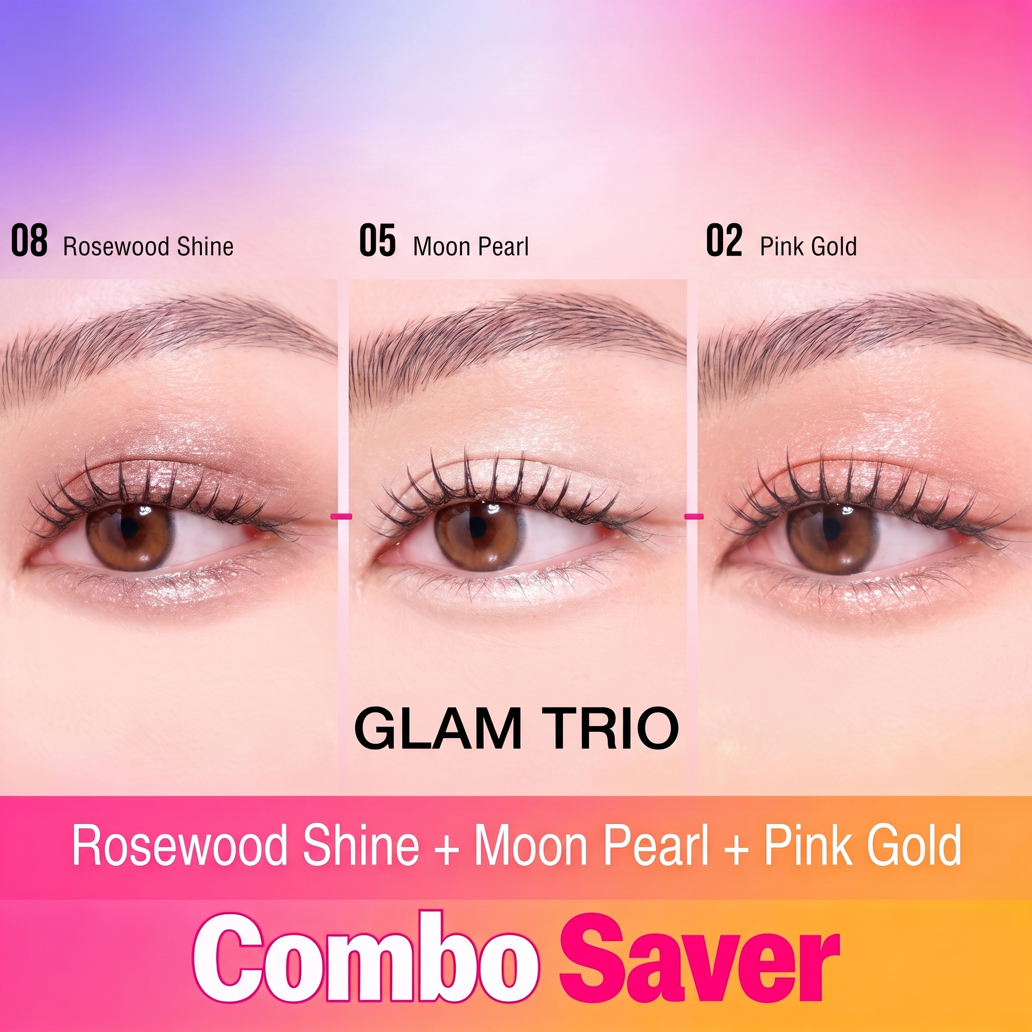 Glam Trio — Rosewood Shine + Moon Pearl + Pink Gold
